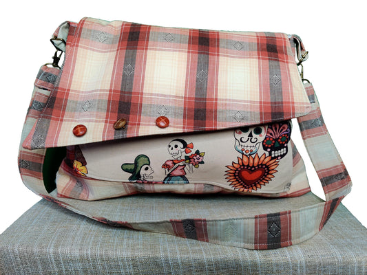 Handmade Western Handbag (9" x 14"), featuring Dia de los Muertos print