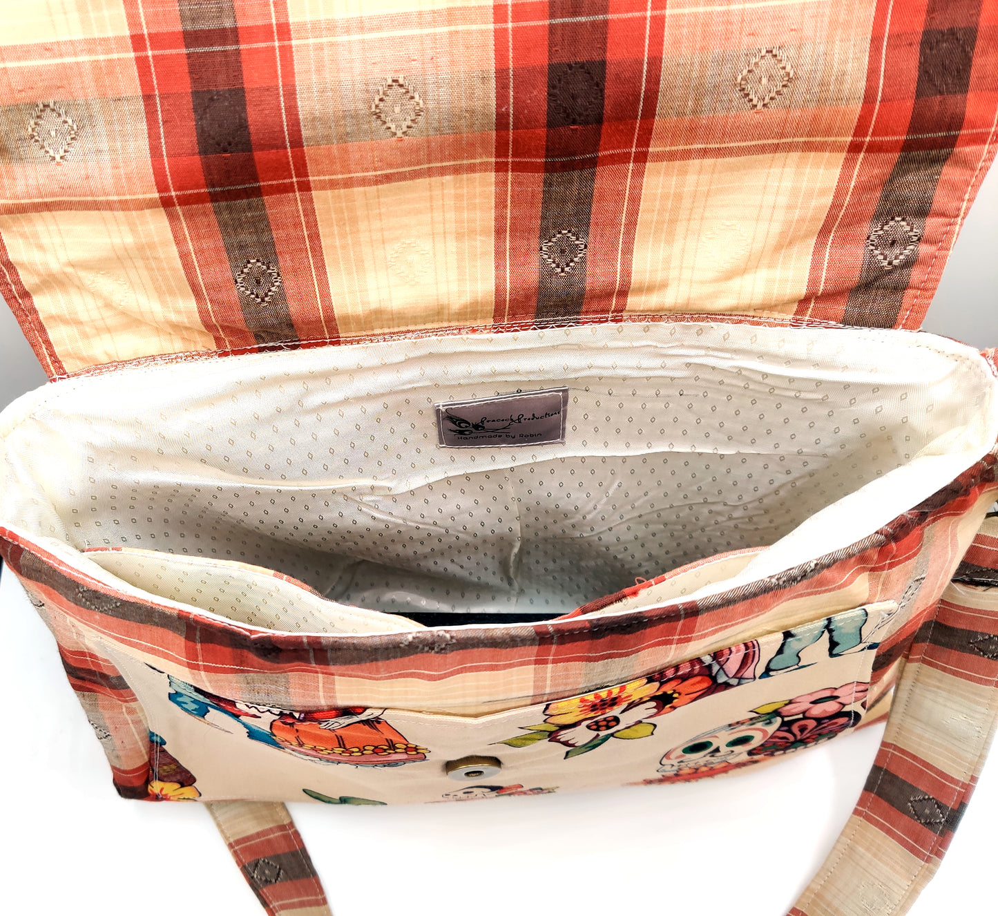 Handmade Western Handbag (9" x 14"), featuring Dia de los Muertos print