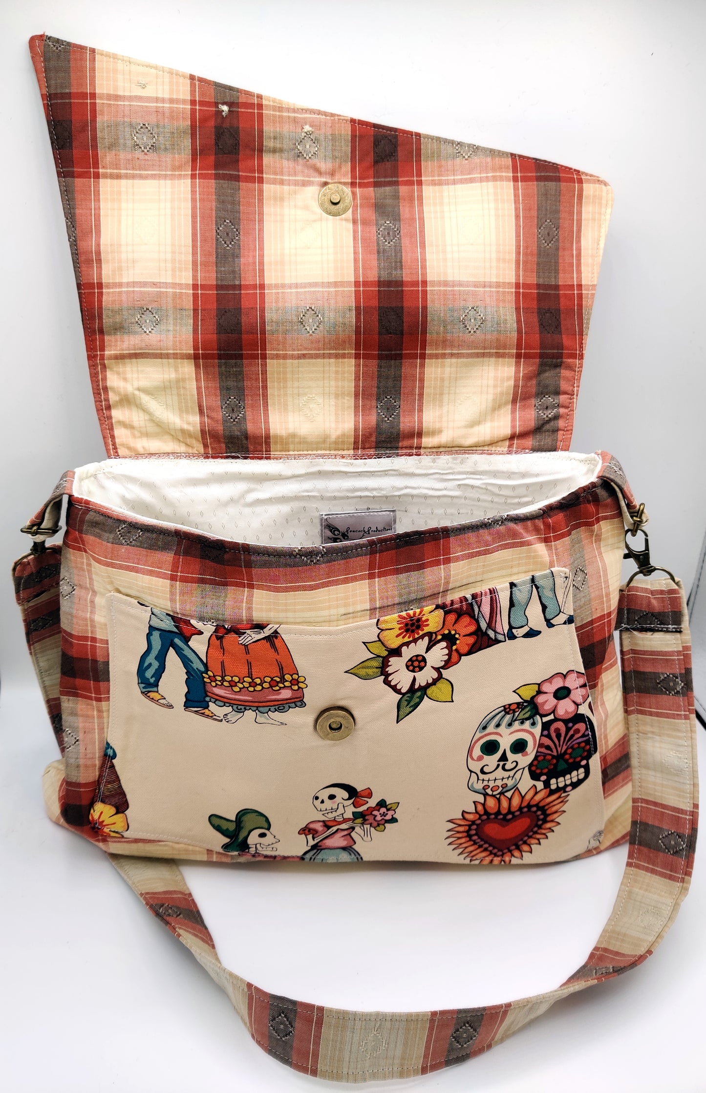 Handmade Western Handbag (9" x 14"), featuring Dia de los Muertos print