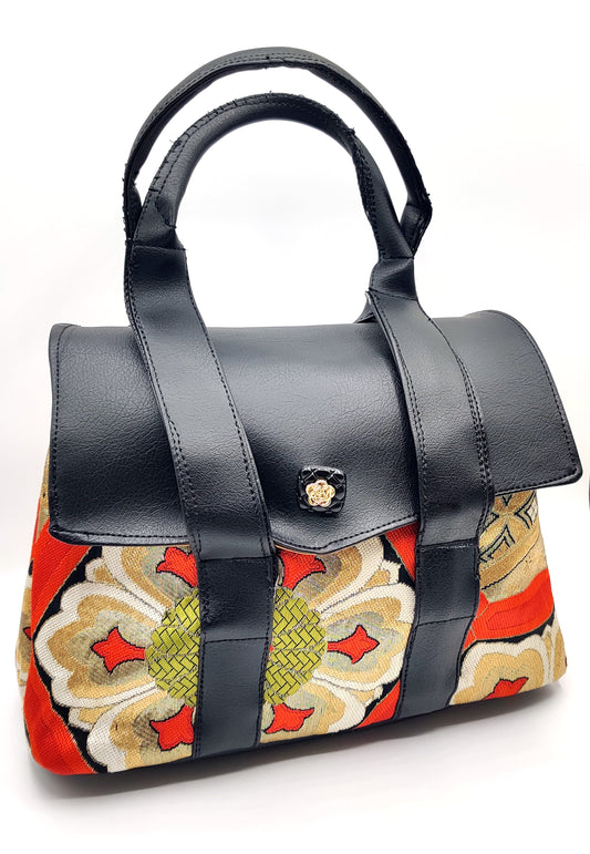 Handmade Handbag Bag (8.5" x 11"), featuring Japanese silk obi fabric