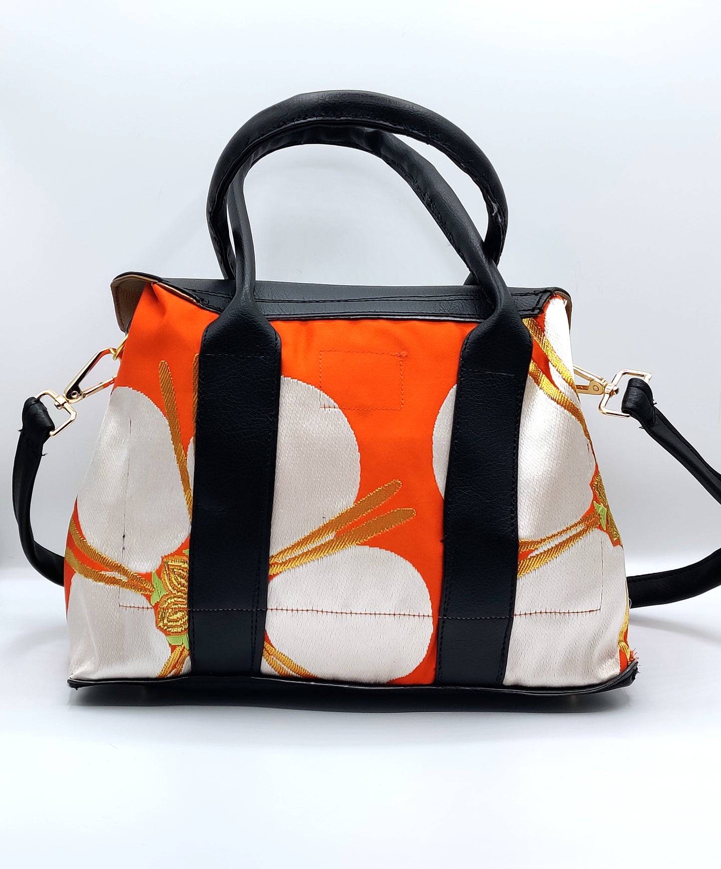 Handmade Handbag Bag (8.5" x 11"), featuring silk Japanese obi fabric with cherry blossom