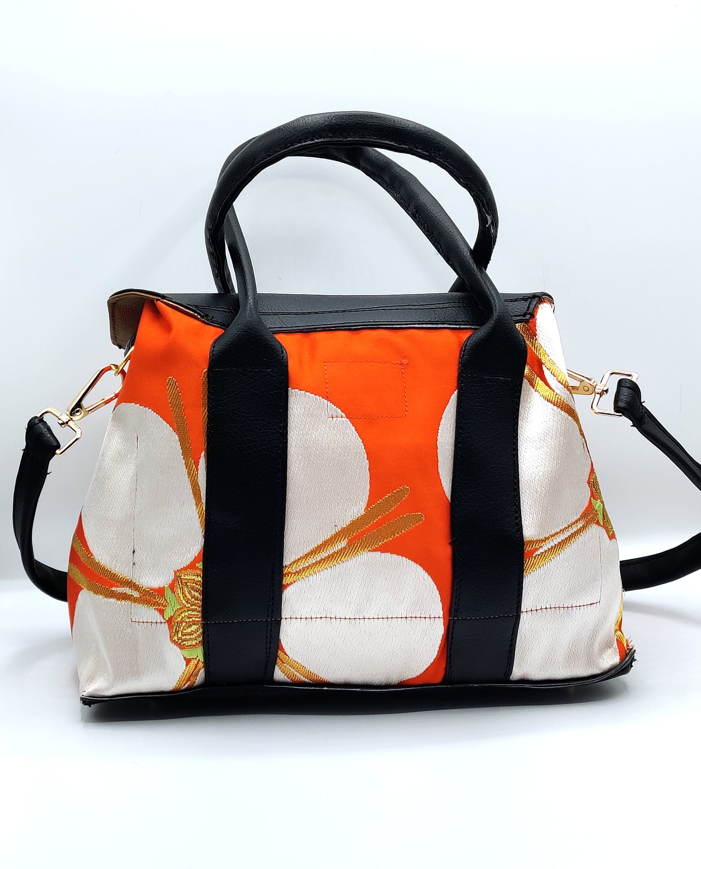 Handmade Handbag Bag (8.5" x 11"), featuring silk Japanese obi fabric with cherry blossom