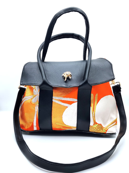 Handmade Handbag Bag (8.5" x 11"), featuring silk Japanese obi fabric with cherry blossom