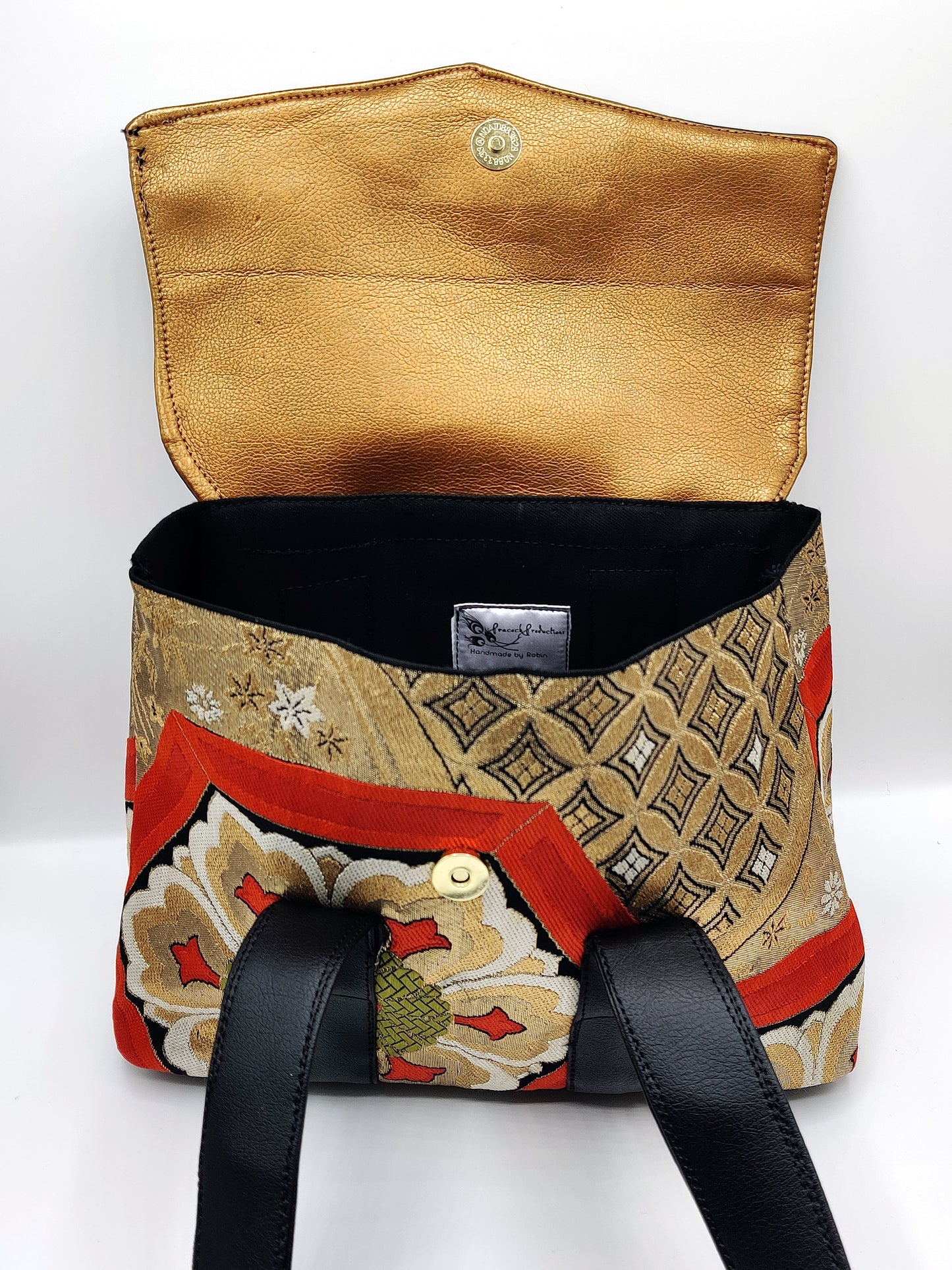Handmade Handbag Bag (8.5" x 11"), featuring Japanese silk obi fabric