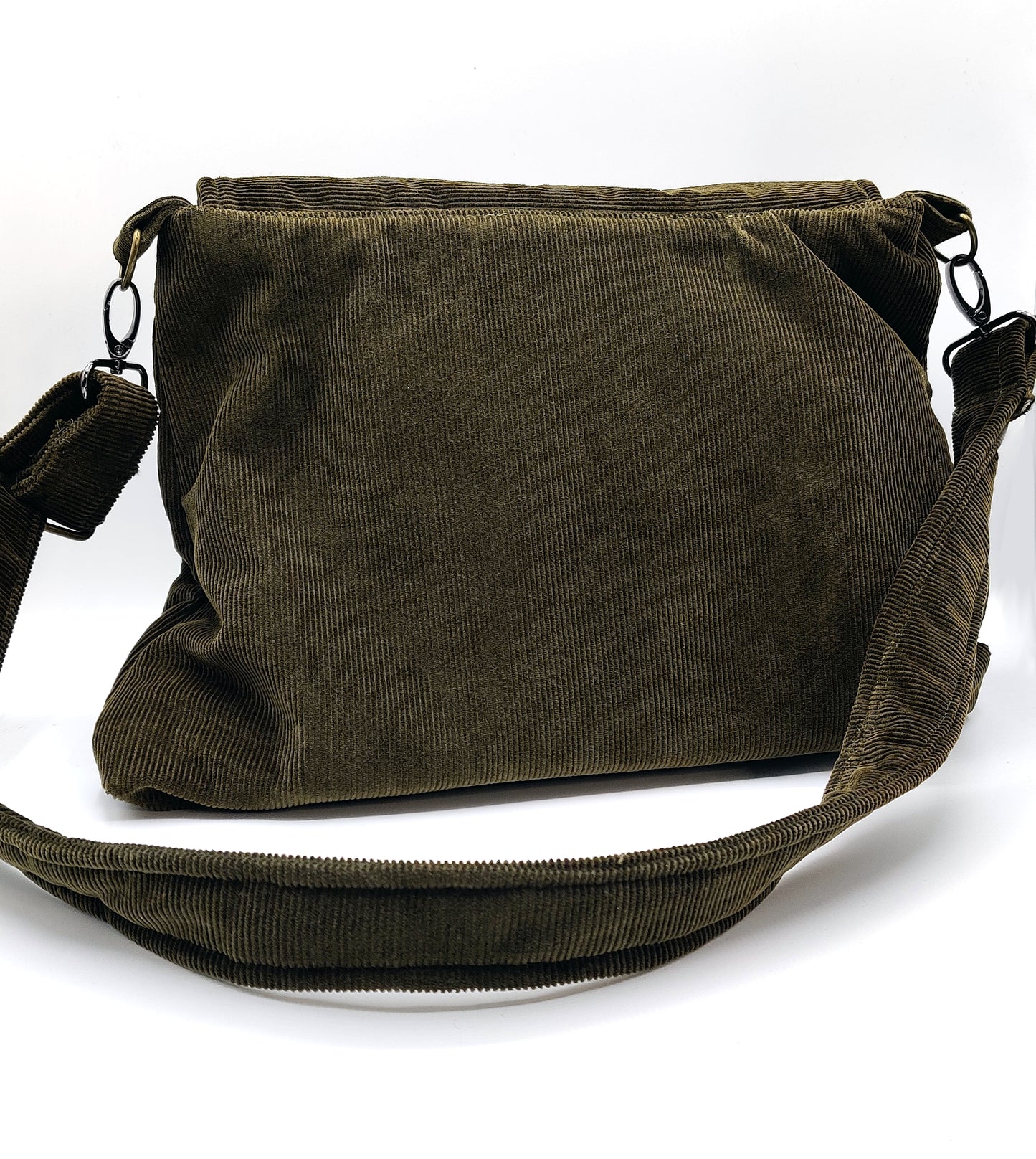 Handmade Western Handbag (9" x 14"), featuring Rodeo Print on Olive Green Corduroy